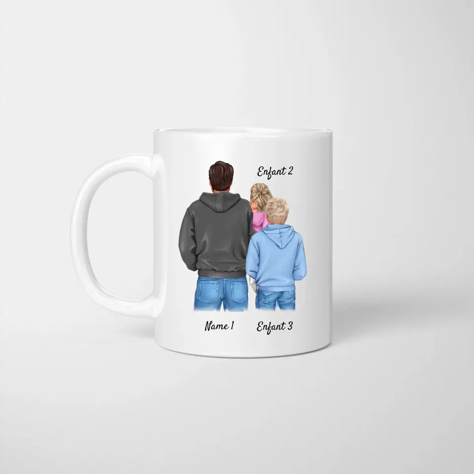 Papa avec enfants - Mug personnalisé (1-3 kinderen, adolescenten)