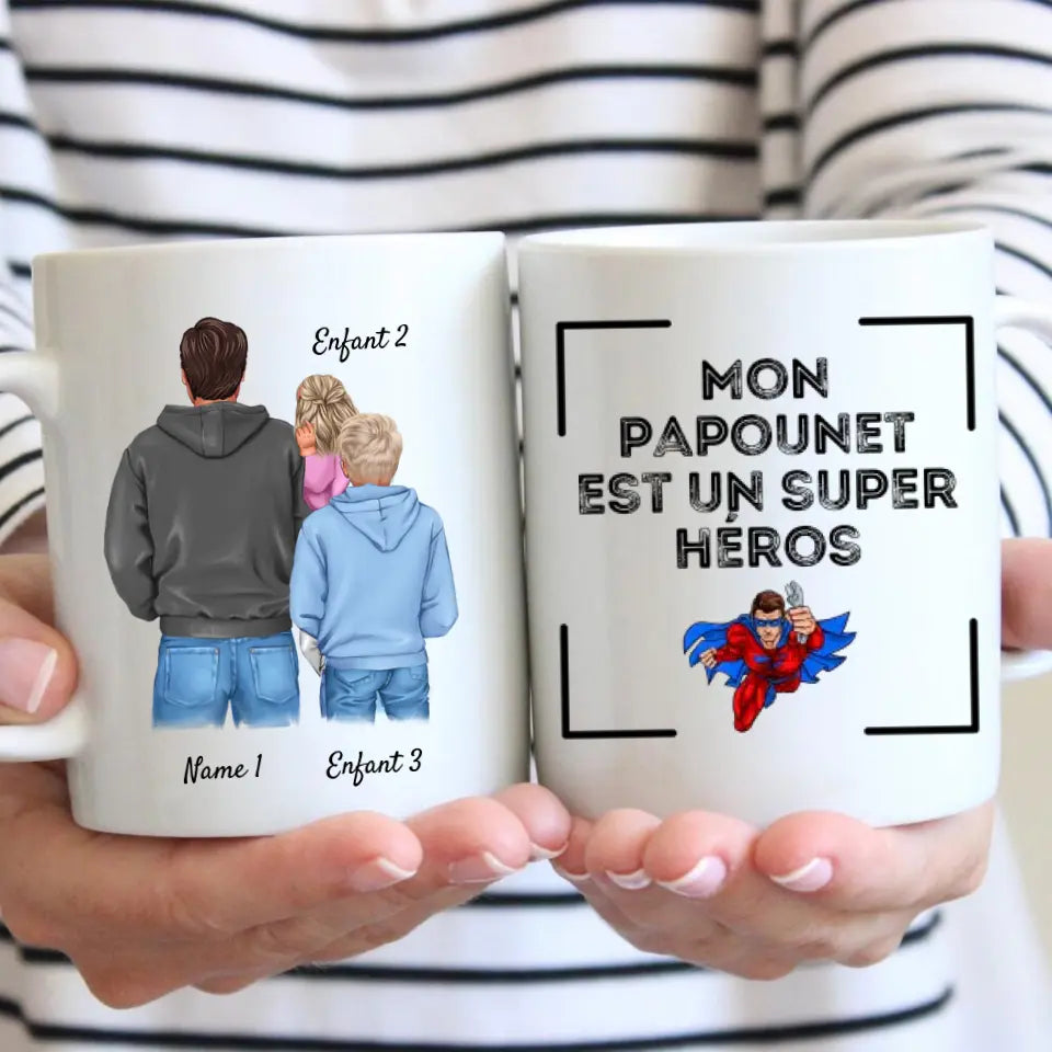 Papa avec enfants - Mug personnalisé (1-3 kinderen, adolescenten)