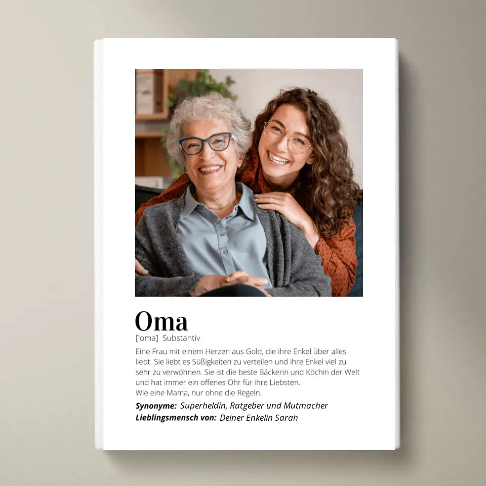 Fotoposter "Definitie" - Persoonlijk geschenk "Oma".