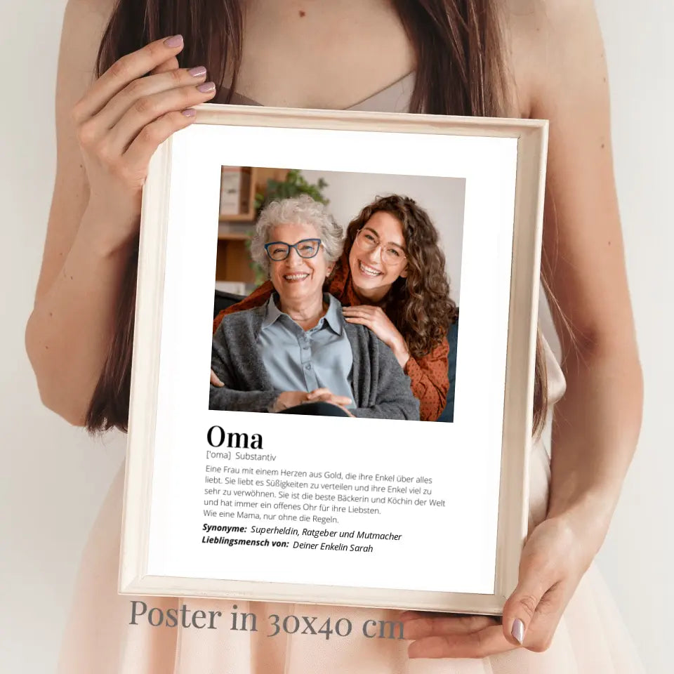 Fotoposter "Definitie" - Persoonlijk geschenk "Oma".