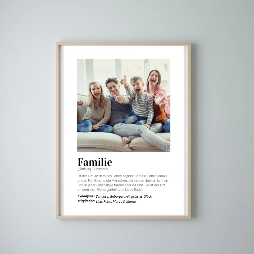 Fotoposter "Definitie" - Persoonlijk geschenk "Familie".