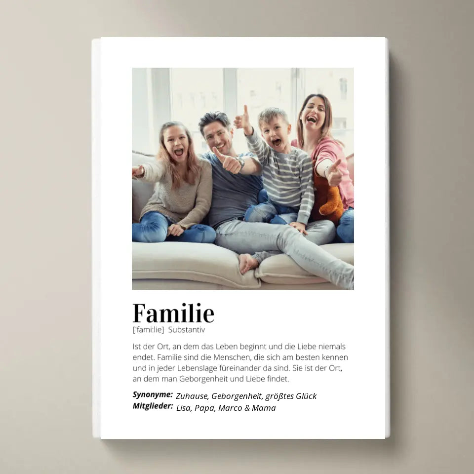 Fotoposter "Definitie" - Persoonlijk geschenk "Familie".