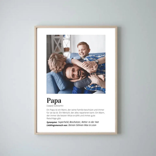 Fotoposter "Definitie" - Persoonlijk cadeau voor papa