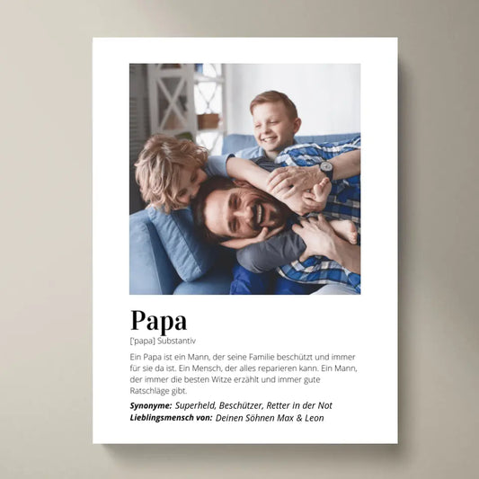 Fotoposter "Definitie" - Persoonlijk cadeau voor papa