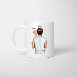 Pour les enfants et un SUPER PAPA - mug personnalisé (1-4 enfants)