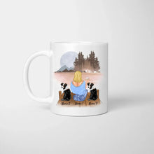 Load image into Gallery viewer, Woman with Dog, Cat &amp; Drink - Personalized Mug

