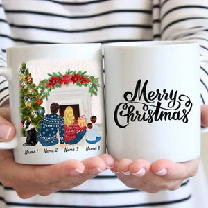 Weihnachten Familie mit Kind & Haustier - Personalisierte Tasse