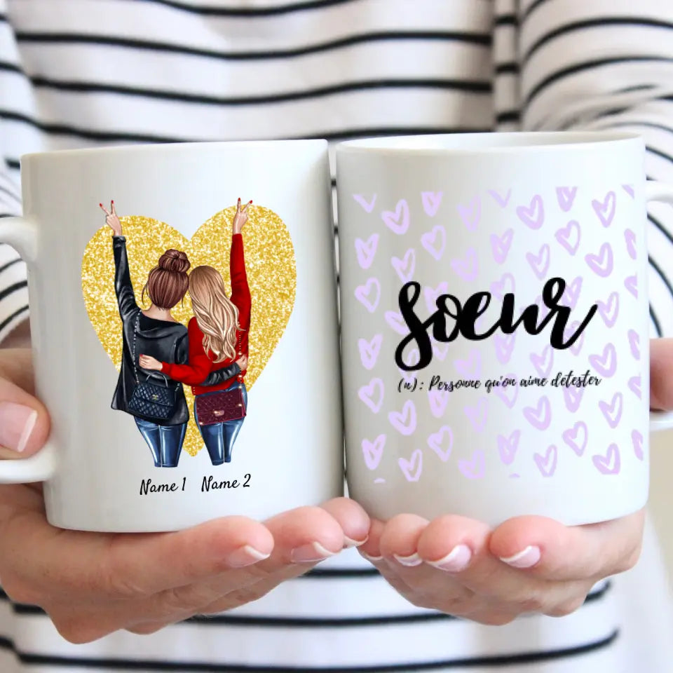 Sœurs préférées avec sacs à main - Mug personnalisé pour frères et sœurs (2-3 frères et sœurs)