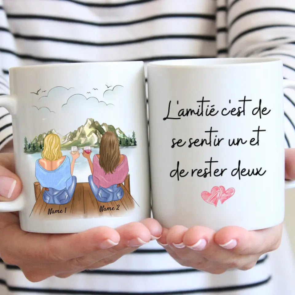 L'amitié, c'est se sentir un et rester deux - Mug personnalisé (2-4 amies)