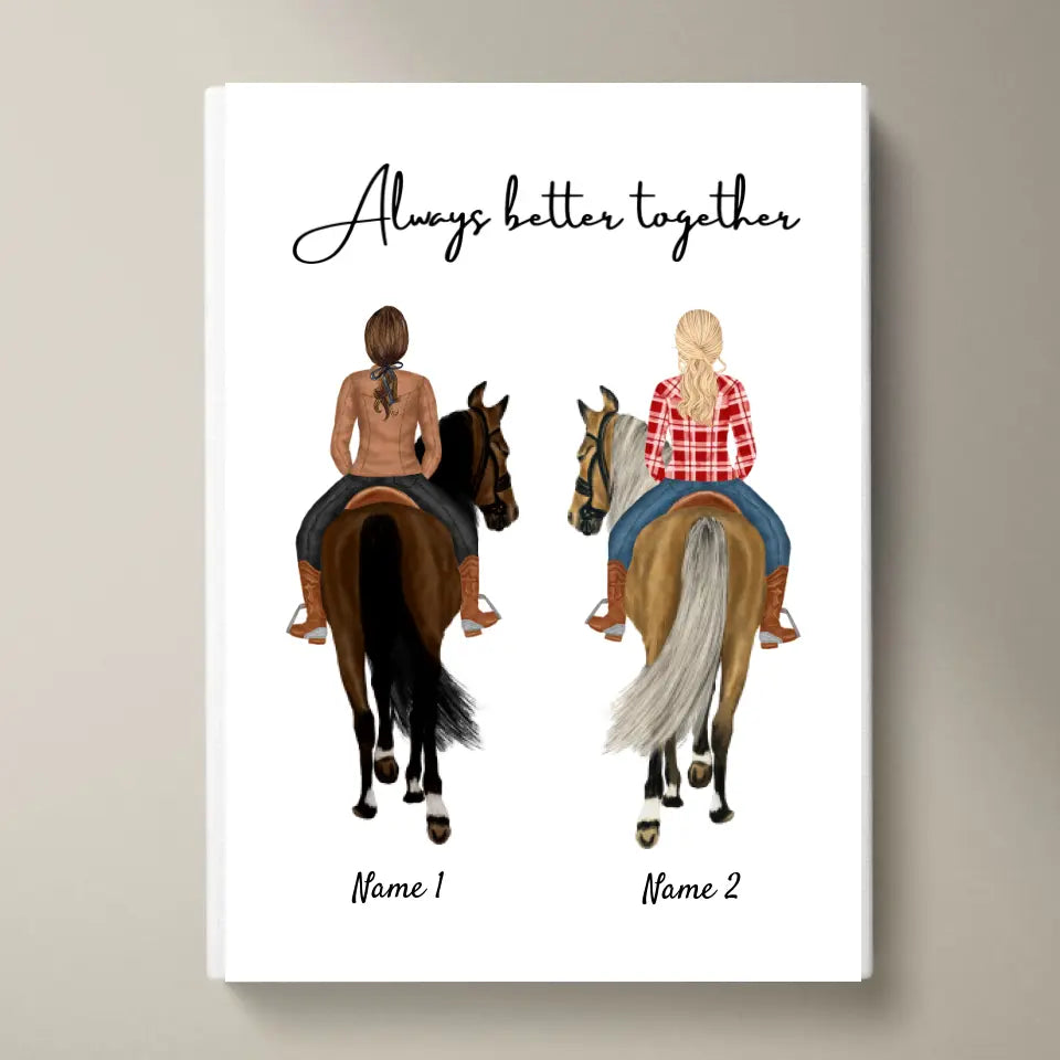 Amoureux des chevaux - Poster Personnalisé pour les cavalières (1-3 personnes)