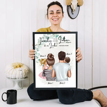 Load image into Gallery viewer, Der schönste Weg ist der Gemeinsame - Personalisiertes Familien Poster (Eltern mit 1-4 Kindern)
