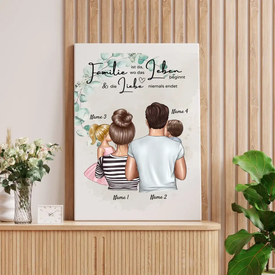 Voor de meeste mensen lacht alleen mijn mond, voor jou lacht mijn HART - Gepersonaliseerde familieposter (ouders met 1-4 kinderen) 