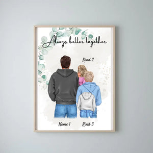Meilleur papa Poster - Poster personnalisé (1-4 enfants, adolescents)
