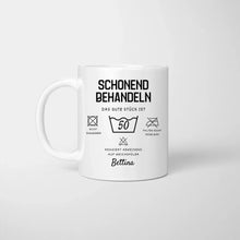 Laden Sie das Bild in den Galerie-Viewer, Schonend behandeln, das gute Stück wird 30, 40, 50, 60 - Personalisierte Tasse zum Geburtstag (Alter &amp; Namen individualisieren)
