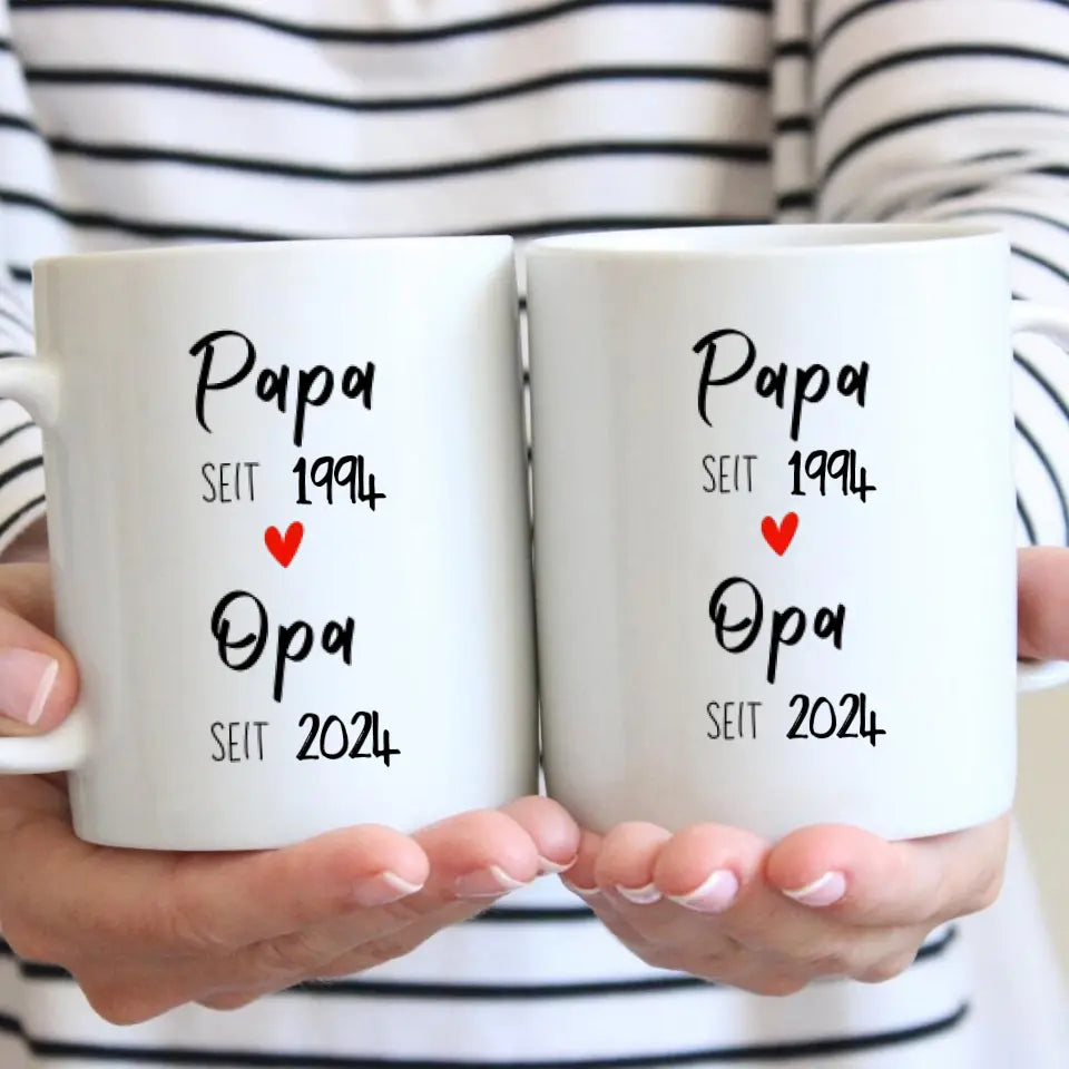 Van papa aan opa - Gepersonaliseerde mok voor de aankondiging (papa sinds, opa sinds, jaar)