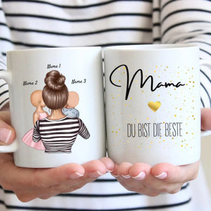 Mama, du bist die Beste - Personalisierte Tasse (1-4 Kinder, Muttertag)