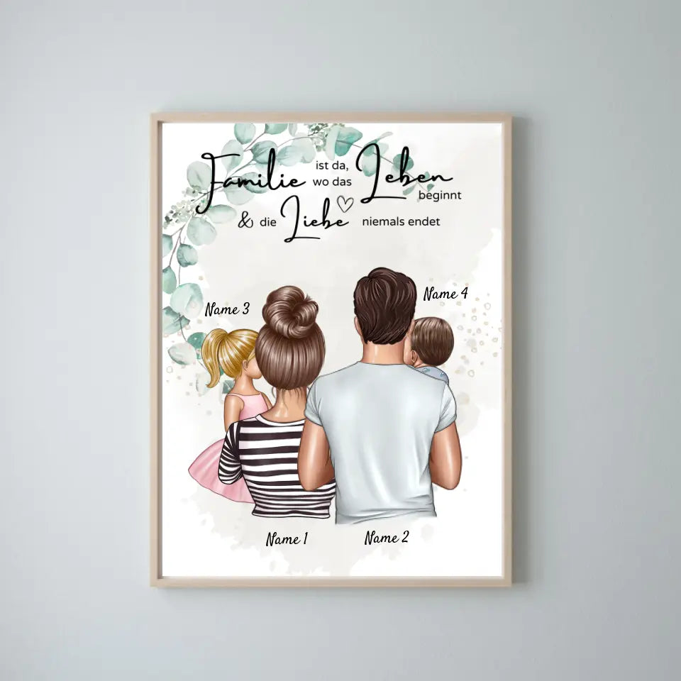 Où l'amour ne finit jamais - Toile personnalisée pour la famille (parents avec enfants)