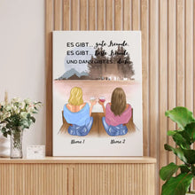 Load image into Gallery viewer, Beste vriendinnen/zussen met drankje - Gepersonaliseerde canvas (2-4 vrouwen)
