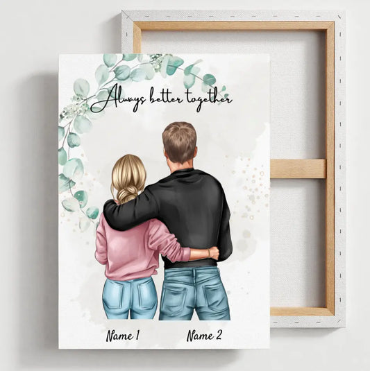 Best Couple - Canvas met naam (Vrouw met Man)