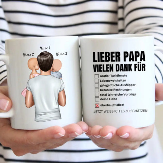 Lieve papa, hartelijk dank voor alles! - Gepersonaliseerde mok voor vaders (Vaderdag 1-4 kinderen) 