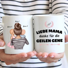 Afbeelding in Gallery-weergave laden, Liebe Mama, danke für die geilen Gene - Personalisierte Tasse (1-4 Kinder, Muttertag)
