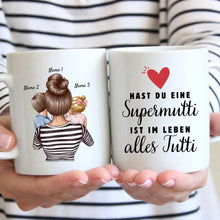 Afbeelding in Gallery-weergave laden, Supermutti, alles Tutti - Personalisierte Tasse (1-4 Kinder, Muttertag)
