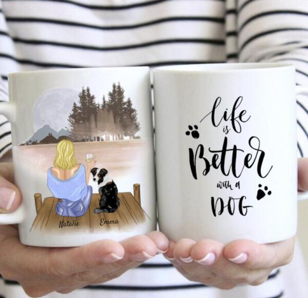 Katzenmama - Personalisierte Tasse (Frau mit Katze oder Hund, Muttertag)