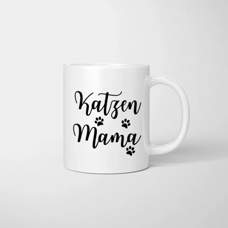 Katzenmama - Personalisierte Tasse (Frau mit Katze oder Hund, Muttertag)