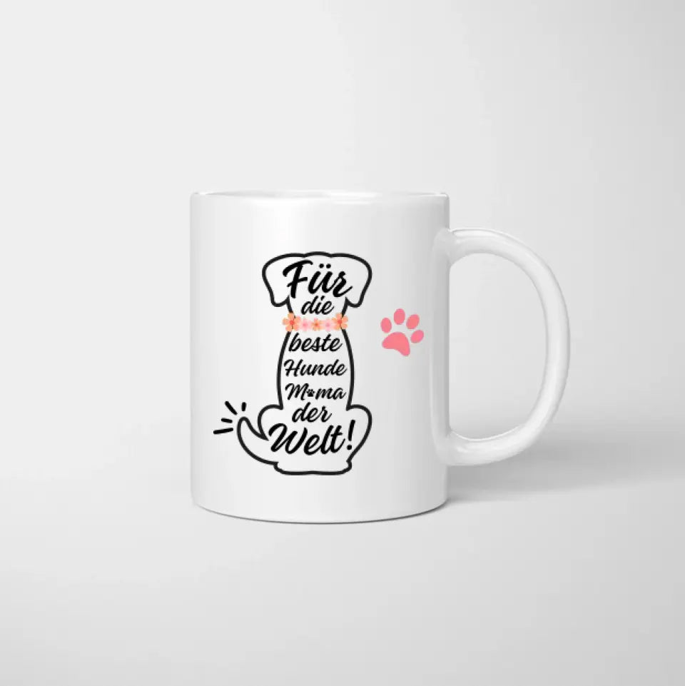 Voor de beste hondenmama - Gepersonaliseerde mok (vrouw met hond of kat, Moederdag) 