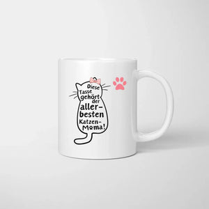 Voor de beste kattenmama - Gepersonaliseerde mok (vrouw met kat of hond, Moederdag) 