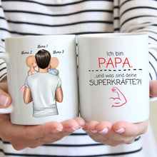 Afbeelding in Gallery-weergave laden, Ich bin Papa und was sind deine Superkräfte? - Personalisierte Tasse für Väter (Vatertag 1-4 Kinder)
