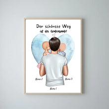 Load image into Gallery viewer, Der schönste Weg ist der gemeinsame! - Personalisiertes Vatertag Poster (Papa mit 1-4 Kindern)
