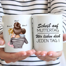 Afbeelding in Gallery-weergave laden, Mama gibt es nur einmal! - Personalisierte Familien Tasse (Muttertag, Vatertag mit 1-4 Kinder)
