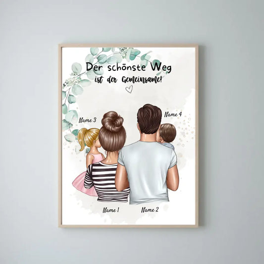 De mooiste manier is samen - Gepersonaliseerde familieposter (ouders met 1-4 kinderen) 