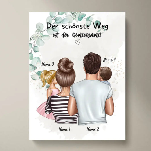 De mooiste manier is samen - Gepersonaliseerde familieposter (ouders met 1-4 kinderen) 