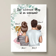 Afbeelding in Gallery-weergave laden, Der schönste Weg ist der Gemeinsame - Personalisiertes Familien Poster (Eltern mit 1-4 Kindern)
