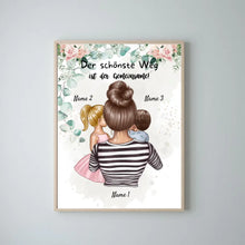 Load image into Gallery viewer, Der schönste Weg ist der gemeinsame - Personalisiertes Poster Muttertag (Mama mit Kindern)
