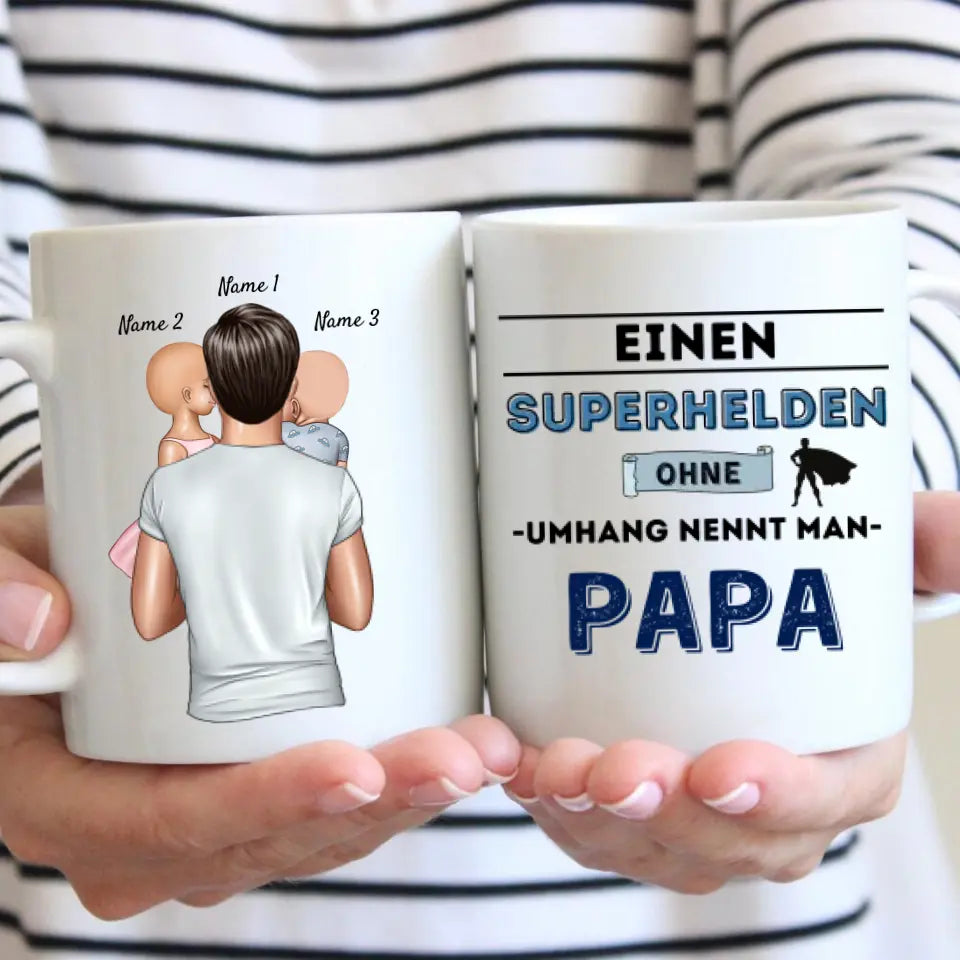 Superheld zonder cape PAPA - Gepersonaliseerde mok (1-4 kinderen)