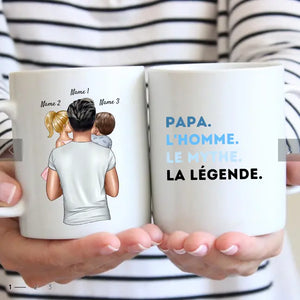 Papa, L'homme, Le mythe, La légende - Mok gepersonaliseerd (Fête des pères, 1-4 kinderen)