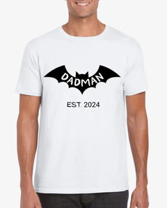 Dadman/Badmom sinds 2024 - Gepersonaliseerd T-shirt voor aanstaande vaders, geboorte-/zwangerschapsaankondiging 100% katoen