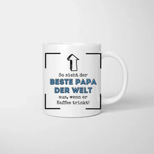 Afbeelding in Gallery-weergave laden, Zo ziet de beste vader ter wereld eruit als hij koffie drinkt! - Gepersonaliseerde mok voor vaders (met 1-4 kinderen) 
