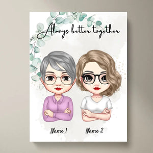 Mama & Töchter Chibi - Personalisiertes Poster (2-3 Frauen)
