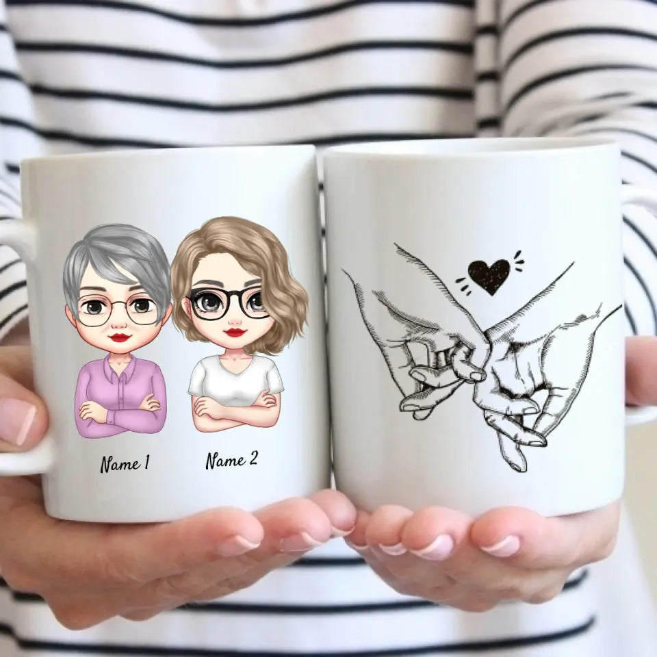 Maman & Filles Chibi - Mug personnalisé (2-3 femmes)