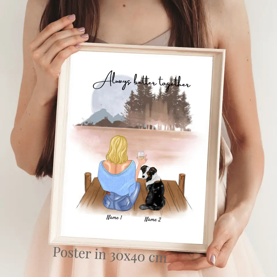 Mistress with Pet - Personalised Poster (Dog, Cat)