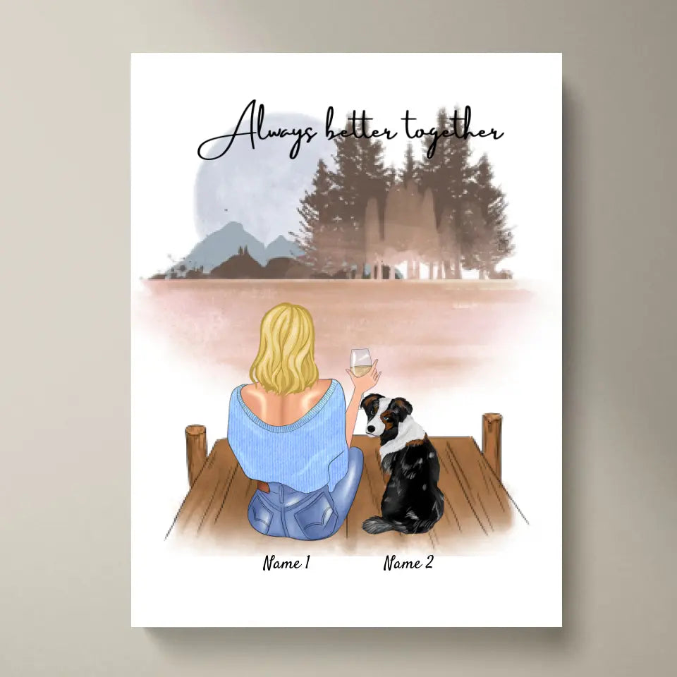 Mistress with Pet - Personalised Poster (Dog, Cat)