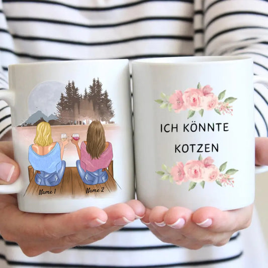 Witzige Kolleginnen Tasse: Ich könnte Kotzen - Personalisierte Tasse Kollegin, Abschied, Motivation, Jobwechsel, Geburtstag Büro (2-4 Personen)