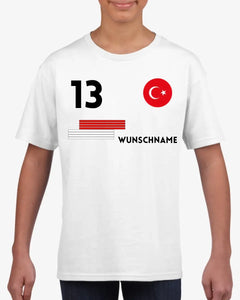 Fußball EM 2024 Türkei Trikot Kinder individuell - Personalisiertes T-Shirt für Kinder (100% Baumwolle)