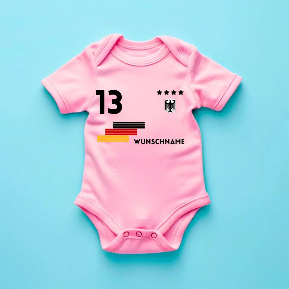 Europees voetbalkampioenschap 2024 - Gepersonaliseerde baby onesie/rompertje, jersey met aanpasbare naam en rugnummer, babybody van 100% biologisch katoen