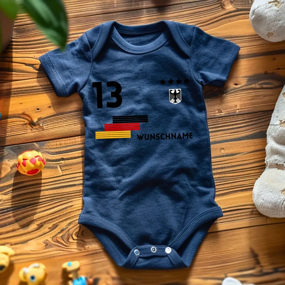 Europees voetbalkampioenschap 2024 - Gepersonaliseerde baby onesie/rompertje, jersey met aanpasbare naam en rugnummer, babybody van 100% biologisch katoen