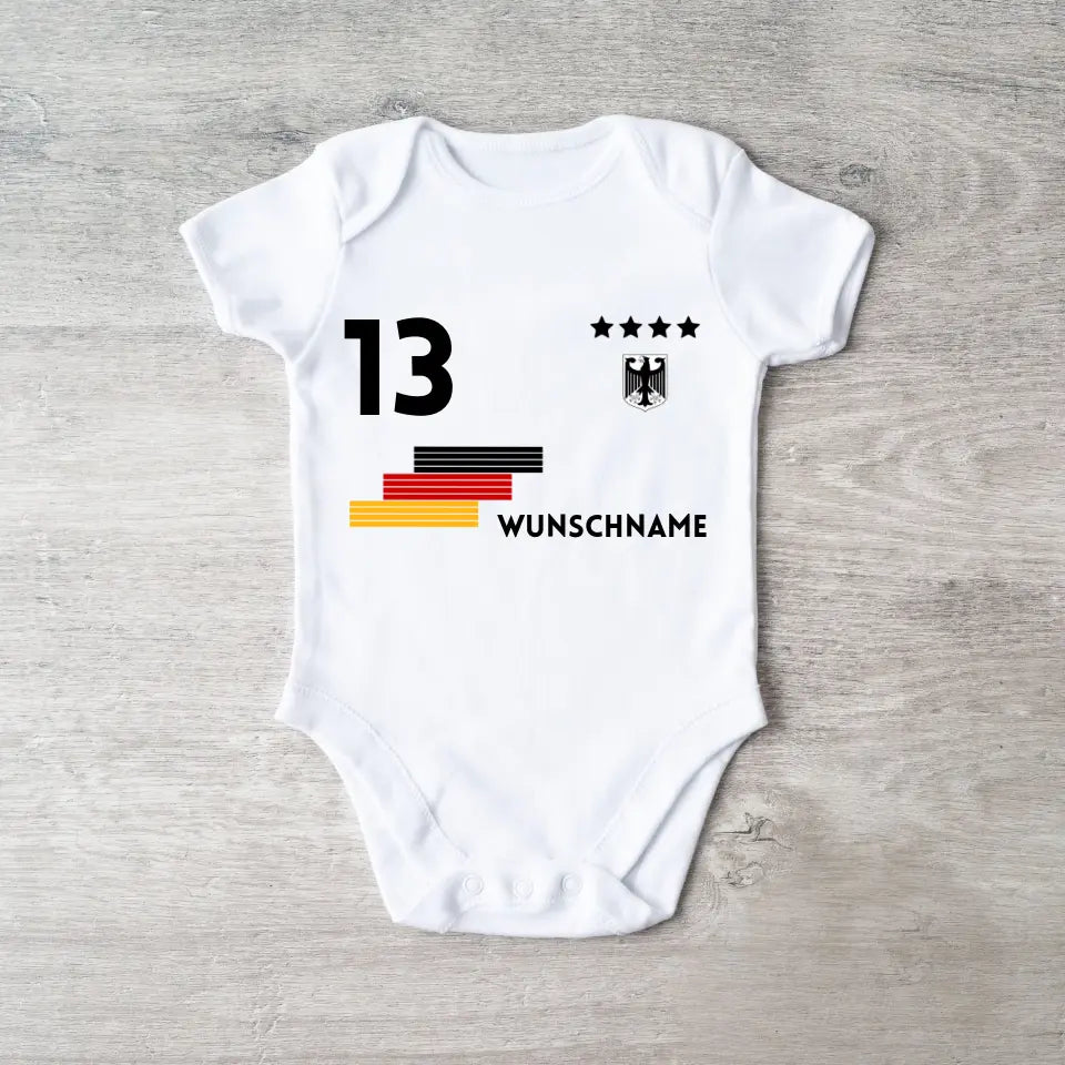 Europees voetbalkampioenschap 2024 - Gepersonaliseerde baby onesie/rompertje, jersey met aanpasbare naam en rugnummer, babybody van 100% biologisch katoen